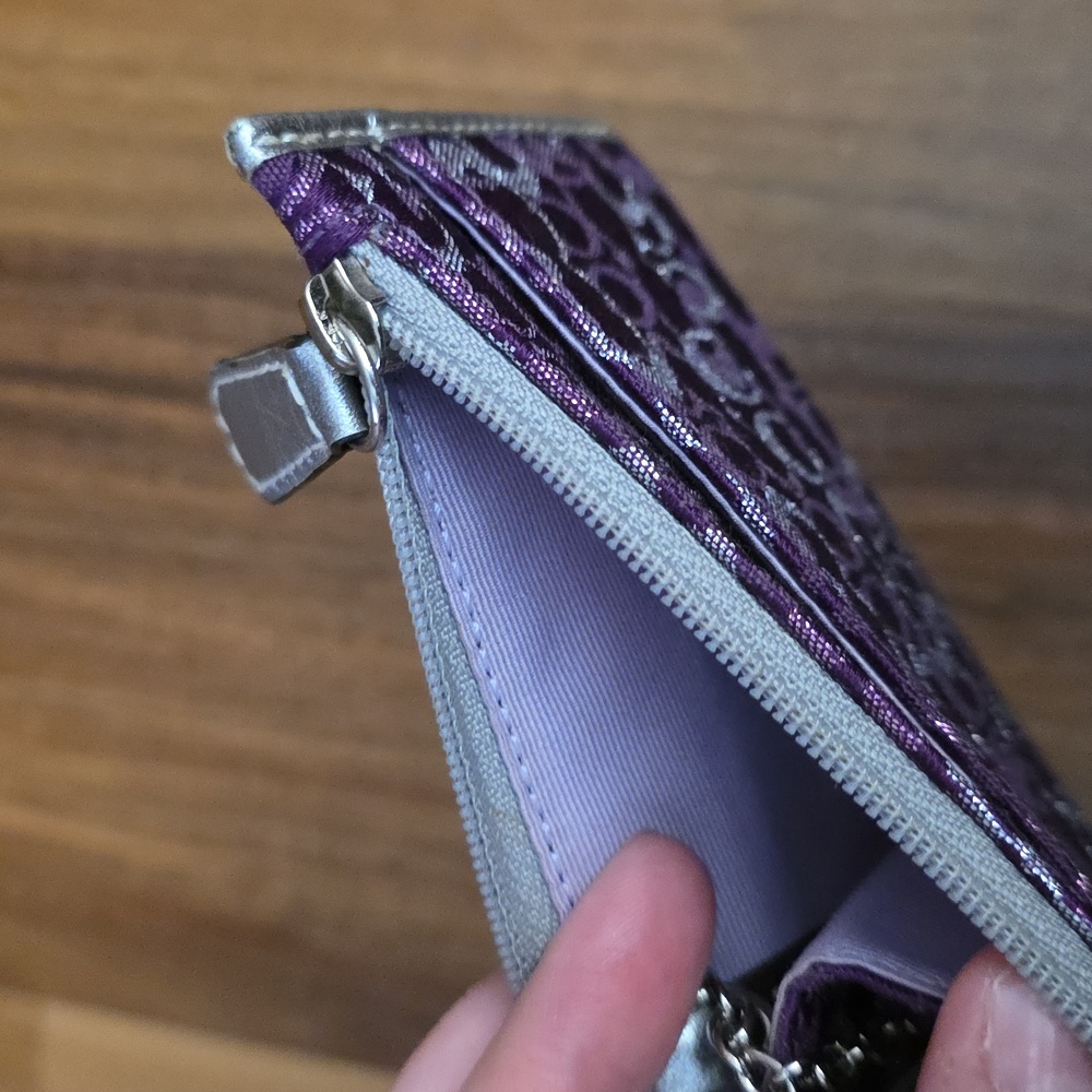 Coach Signature Mini Coin Case Wallet Keyring Purple New - Picture 7 of 7